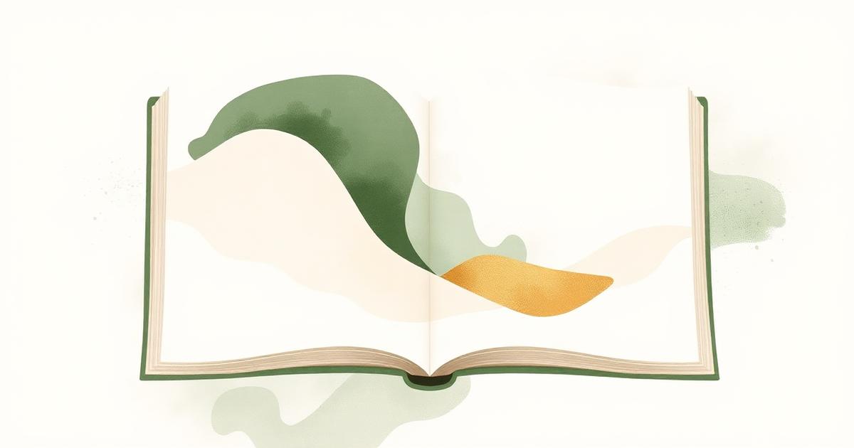 An abstract illustration of an open notebook dissolving into flowing botanical shapes